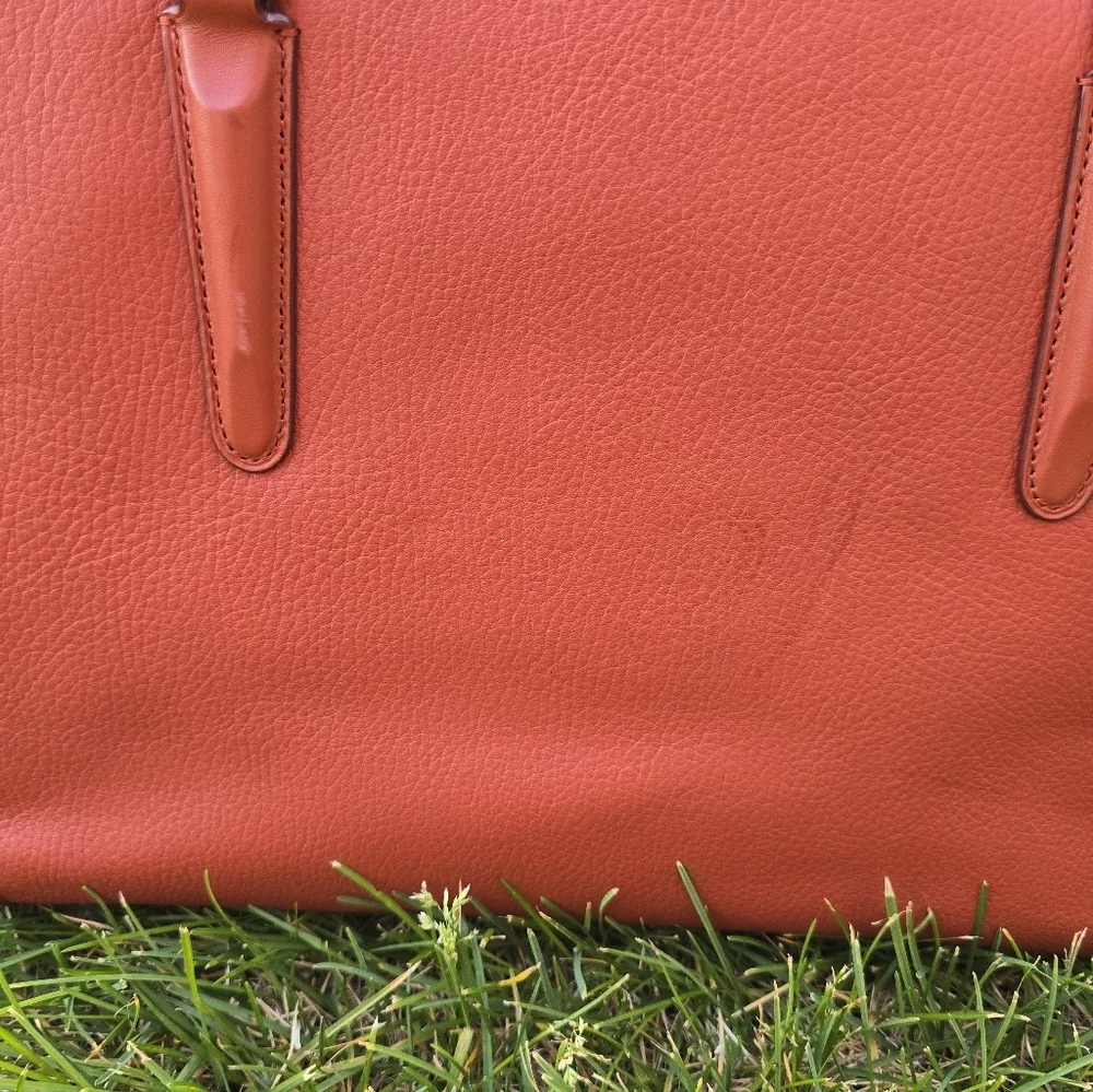 Coach Pebbled Leather Satchel in Rose Red